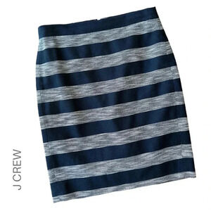 J CREW PENCIL SKIRT BLACK & WHITE STRIPE JACQUARD LINED | SIZE: 4